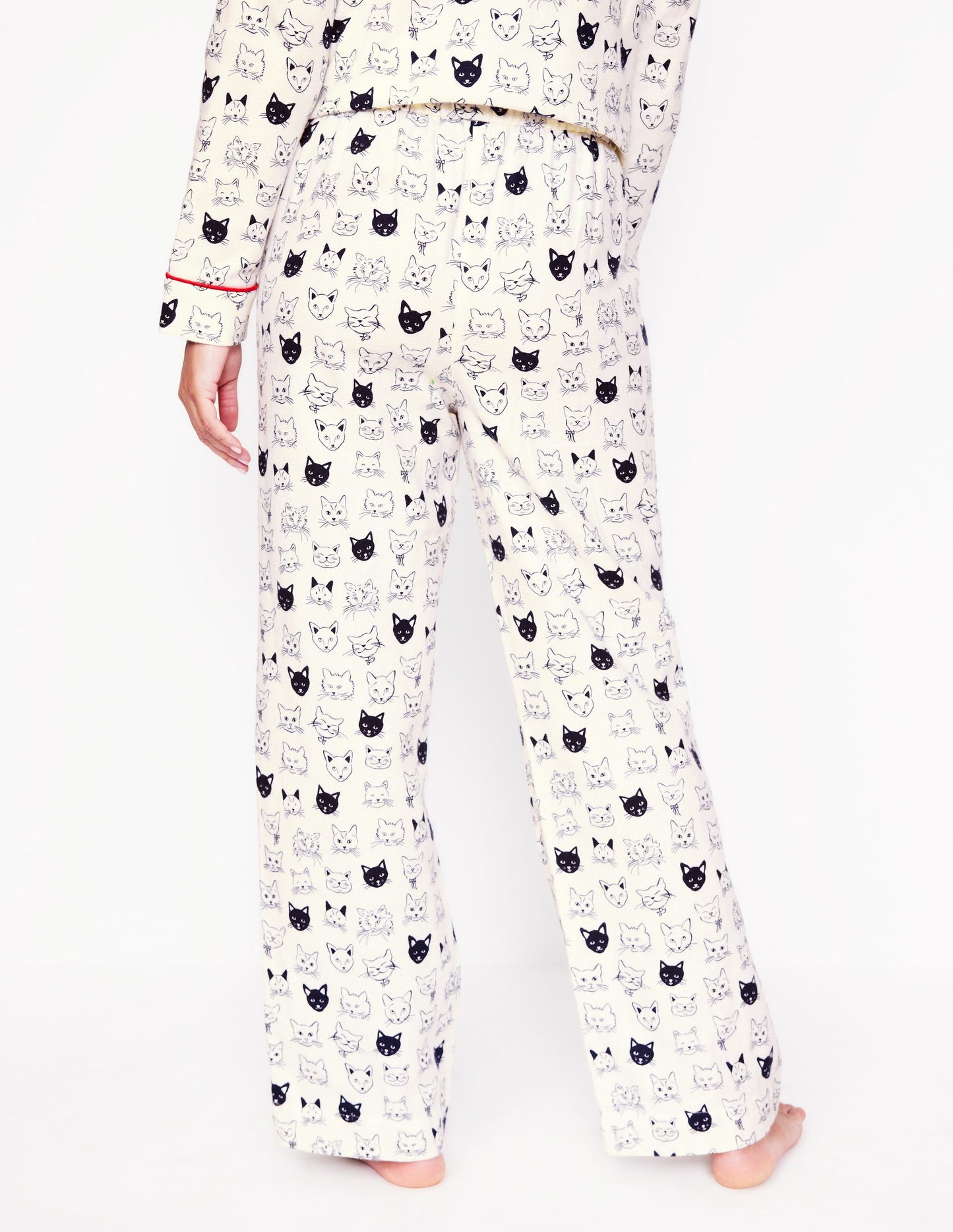 Brushed Cotton Pyjama Trousers-Ivory, Cats