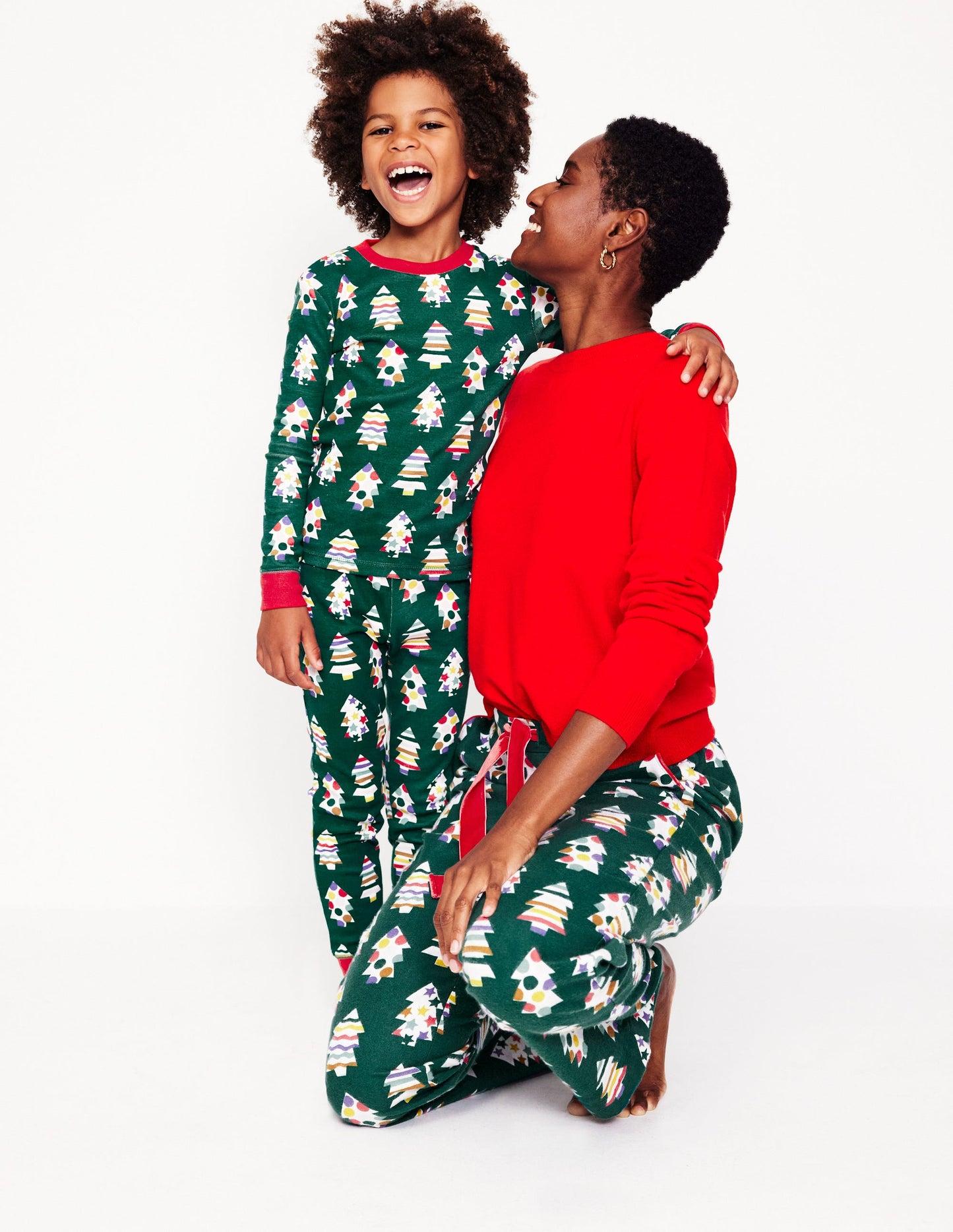 Brushed Cotton Pyjama Trousers-Malachite, Christmas Trees