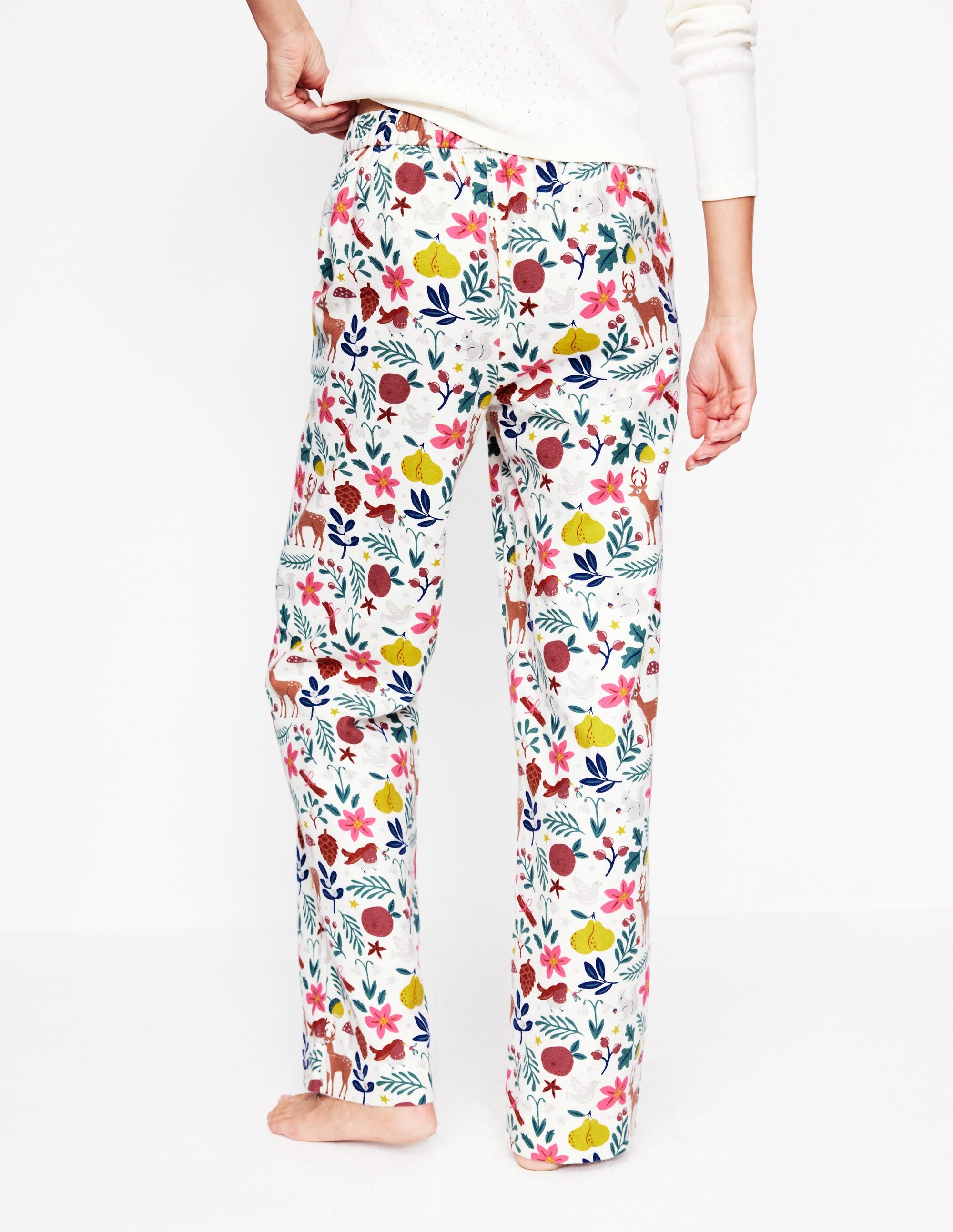 Bas de pyjama en coton brossé-Bois, multi - Image 3