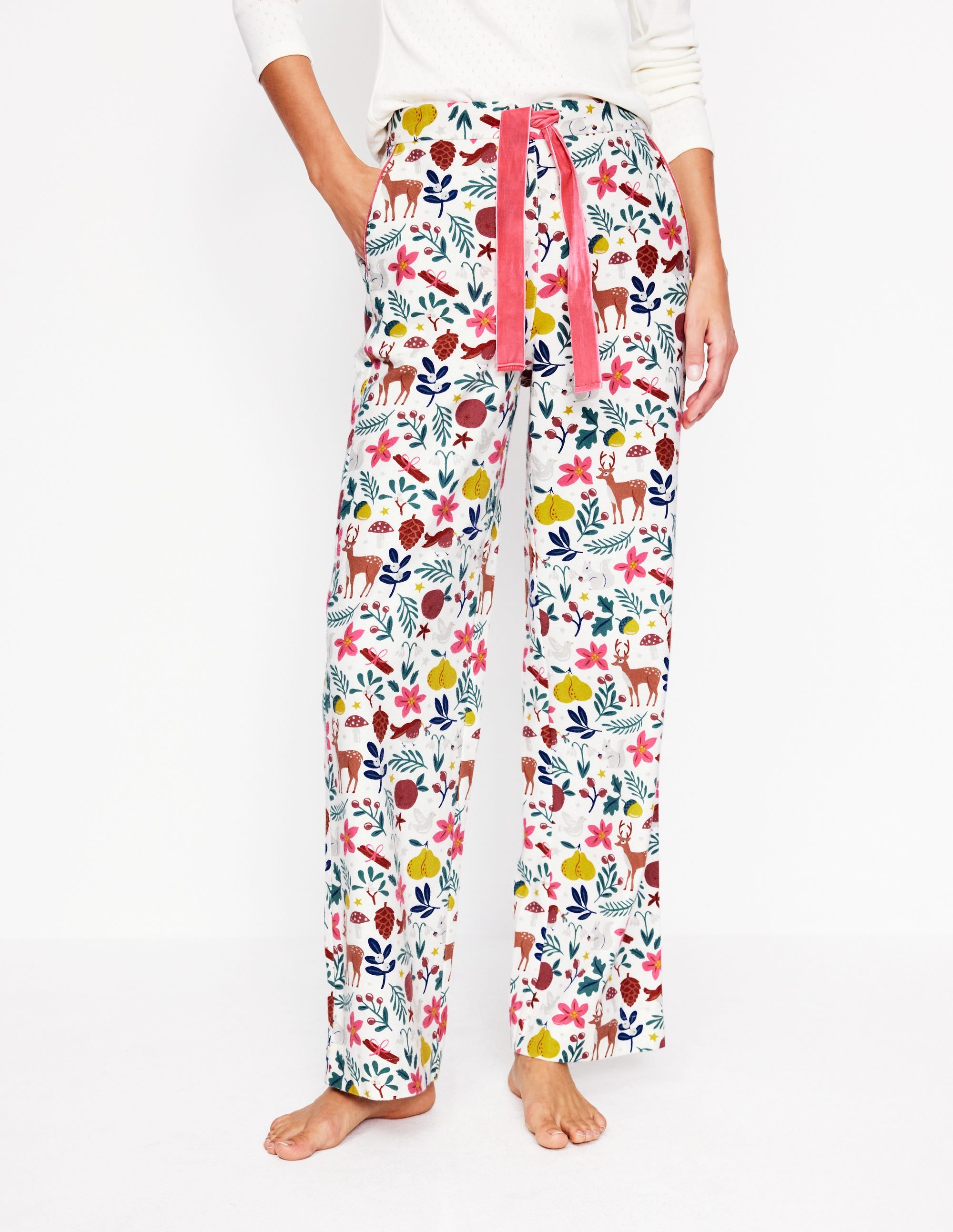 Bas de pyjama en coton brossé-Bois, multi - Image 4