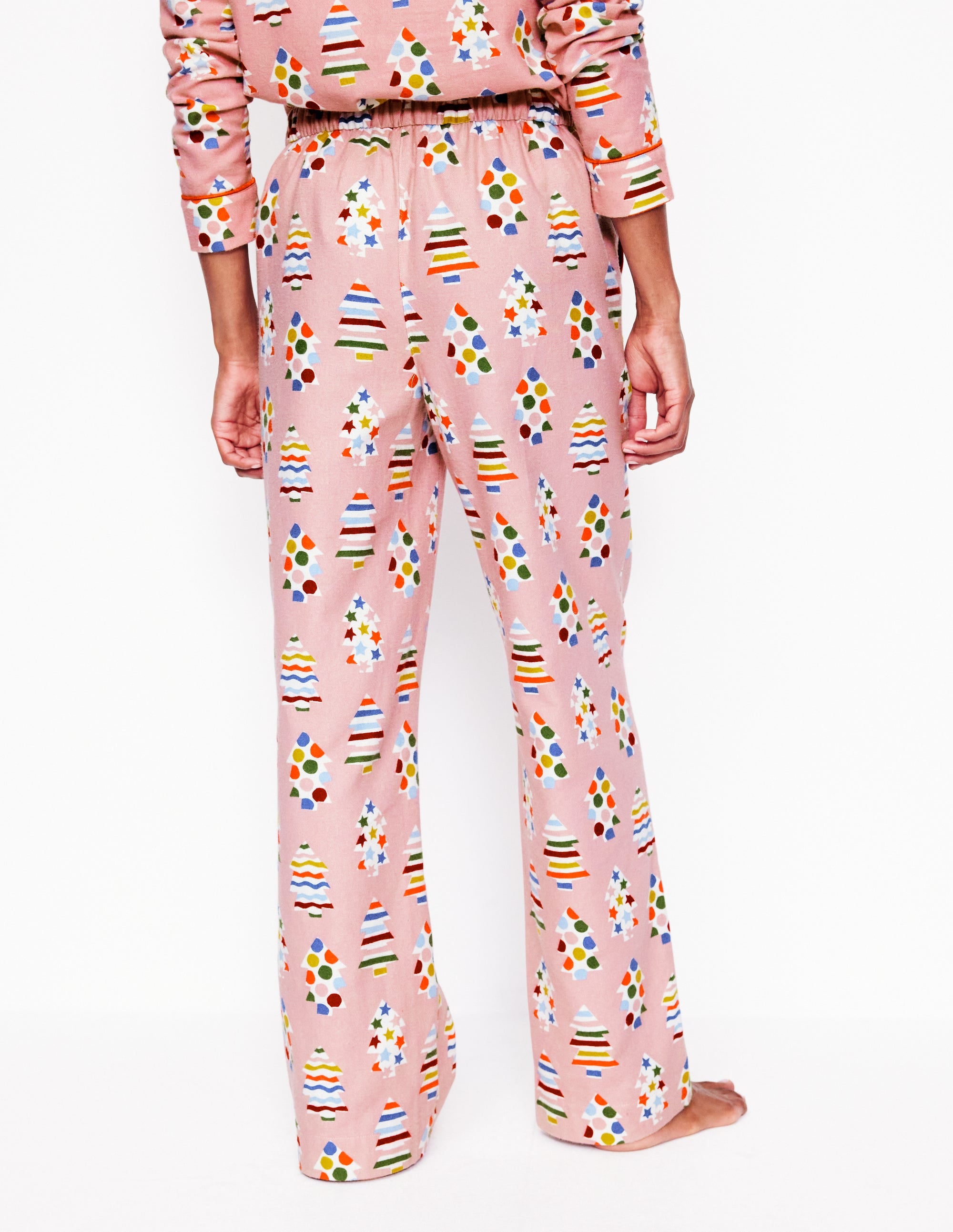 Brushed Cotton Pyjama Trousers-Quartz, Christmas Trees - Image 3