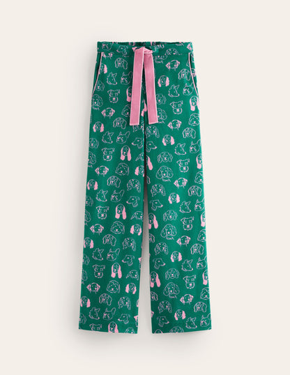 Bas de pyjama en coton brossé-Malachite, chiens