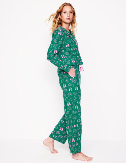 Brushed Cotton Pyjama Trousers-Malachite, Dogs