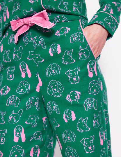 Brushed Cotton Pyjama Trousers-Malachite, Dogs