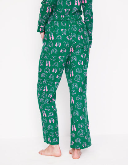 Brushed Cotton Pyjama Trousers-Malachite, Dogs