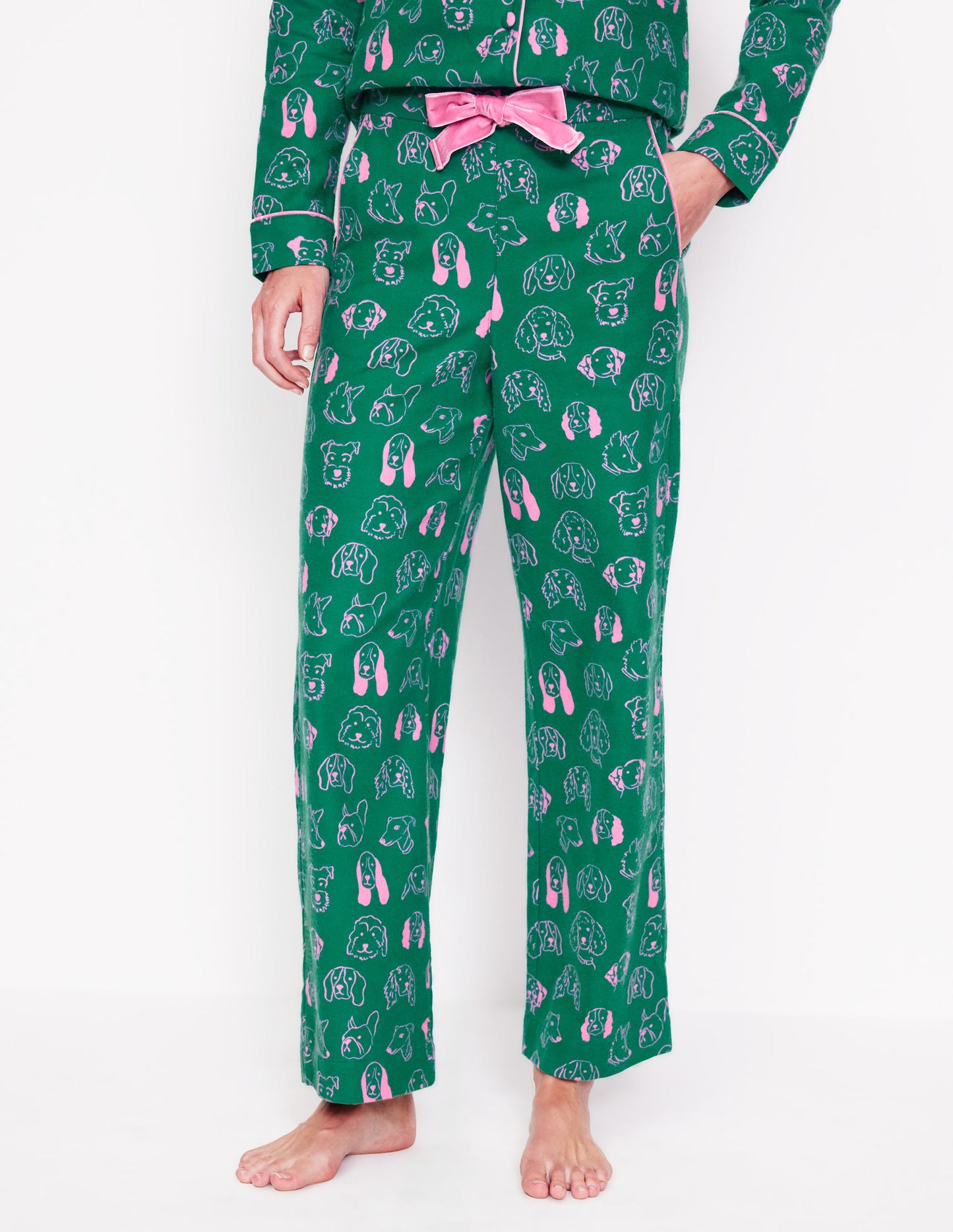 Bas de pyjama en coton brossé-Malachite, chiens