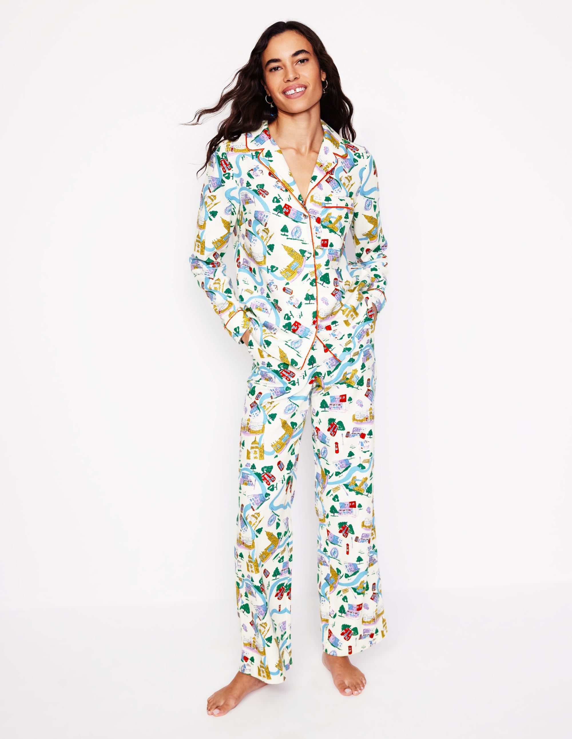 Brushed Cotton Pyjama Shirt-Multi, London Town - Image 4