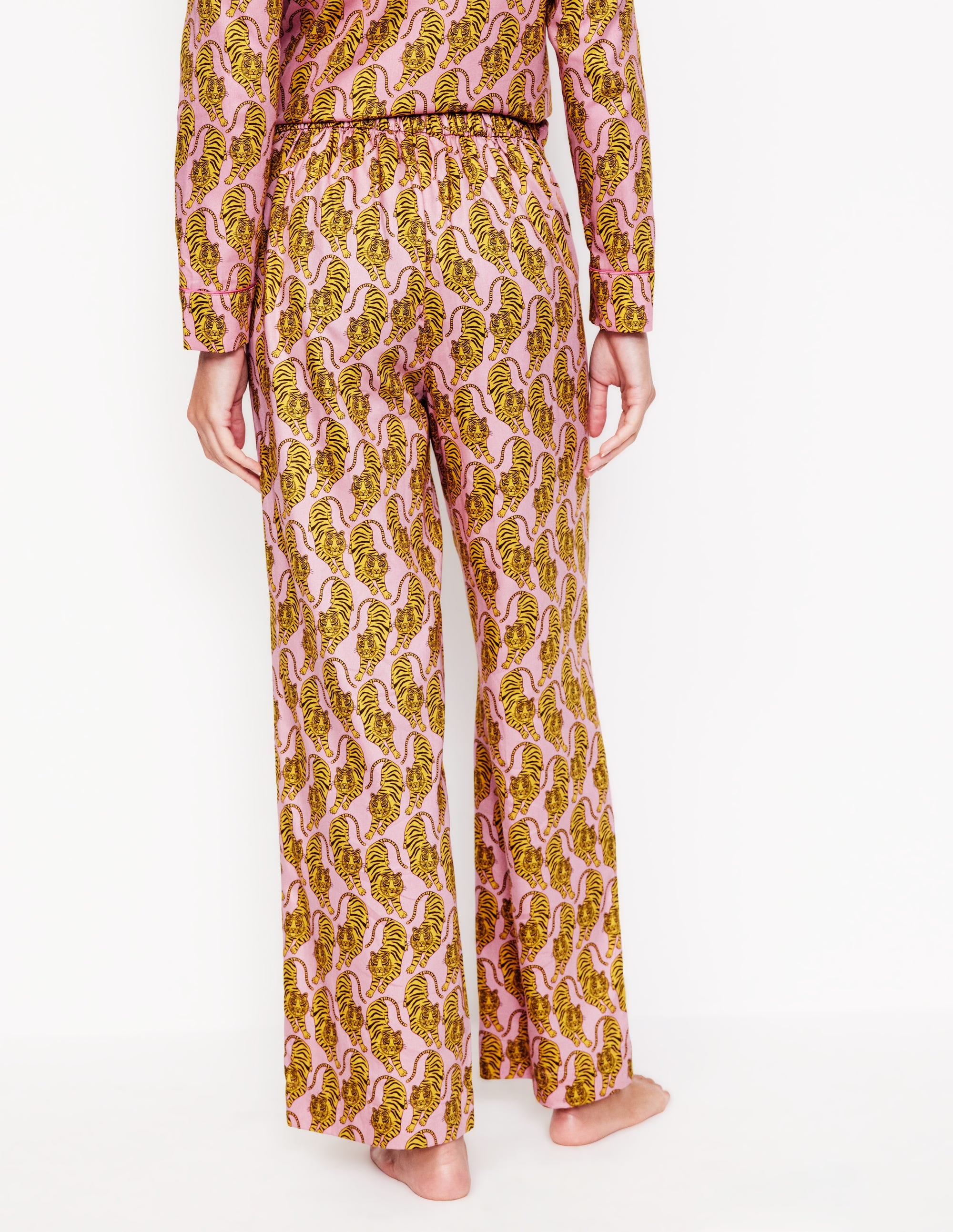 Cotton Sateen Pyjama Trousers-Ceylon Yellow, Tiger - Image 3