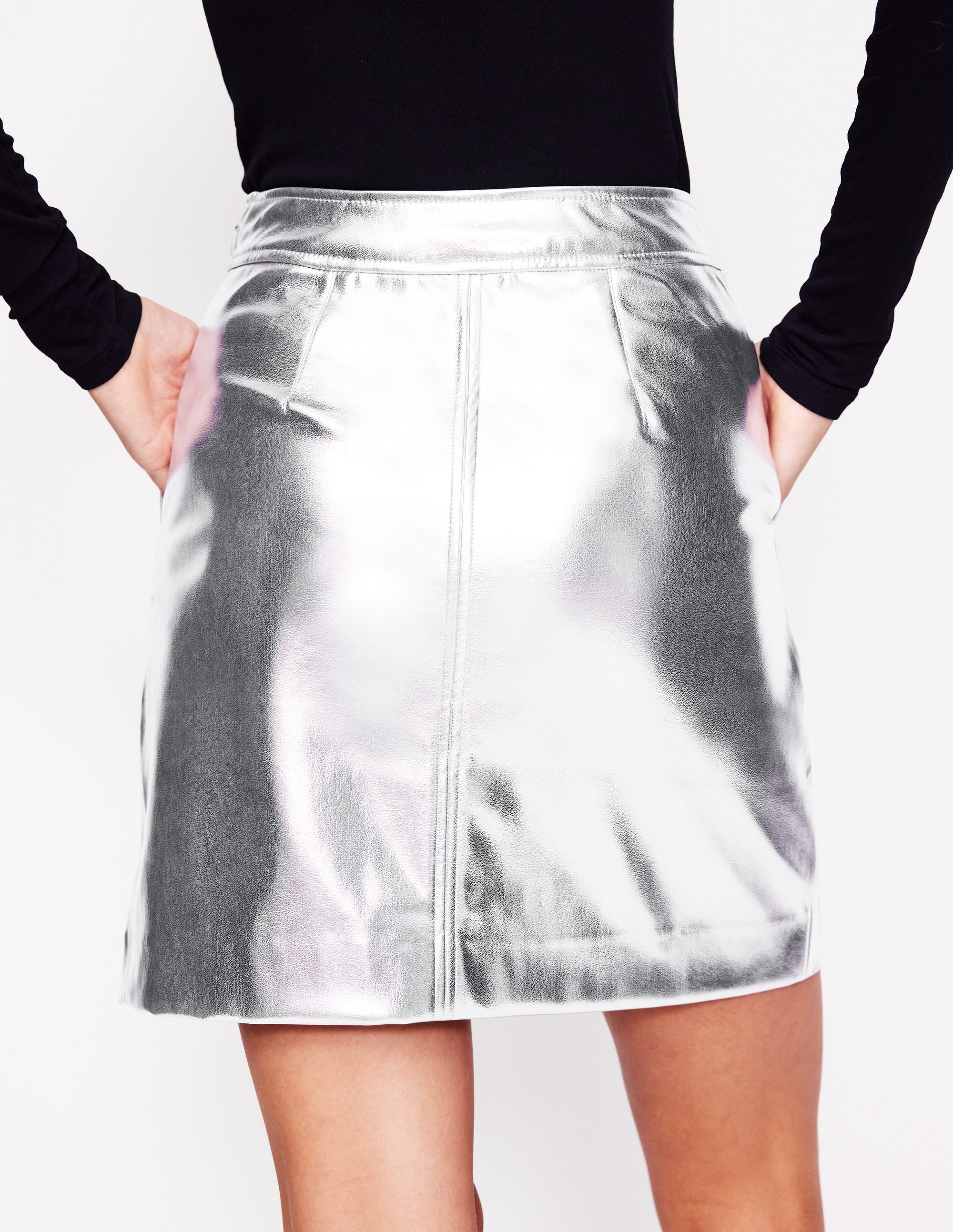 Kunstleder-Rock in Metallic-Optik-Silber - Image 3