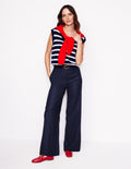Pantalon Westbourne en sergé de laine-Bleu Marine, Petits Pois