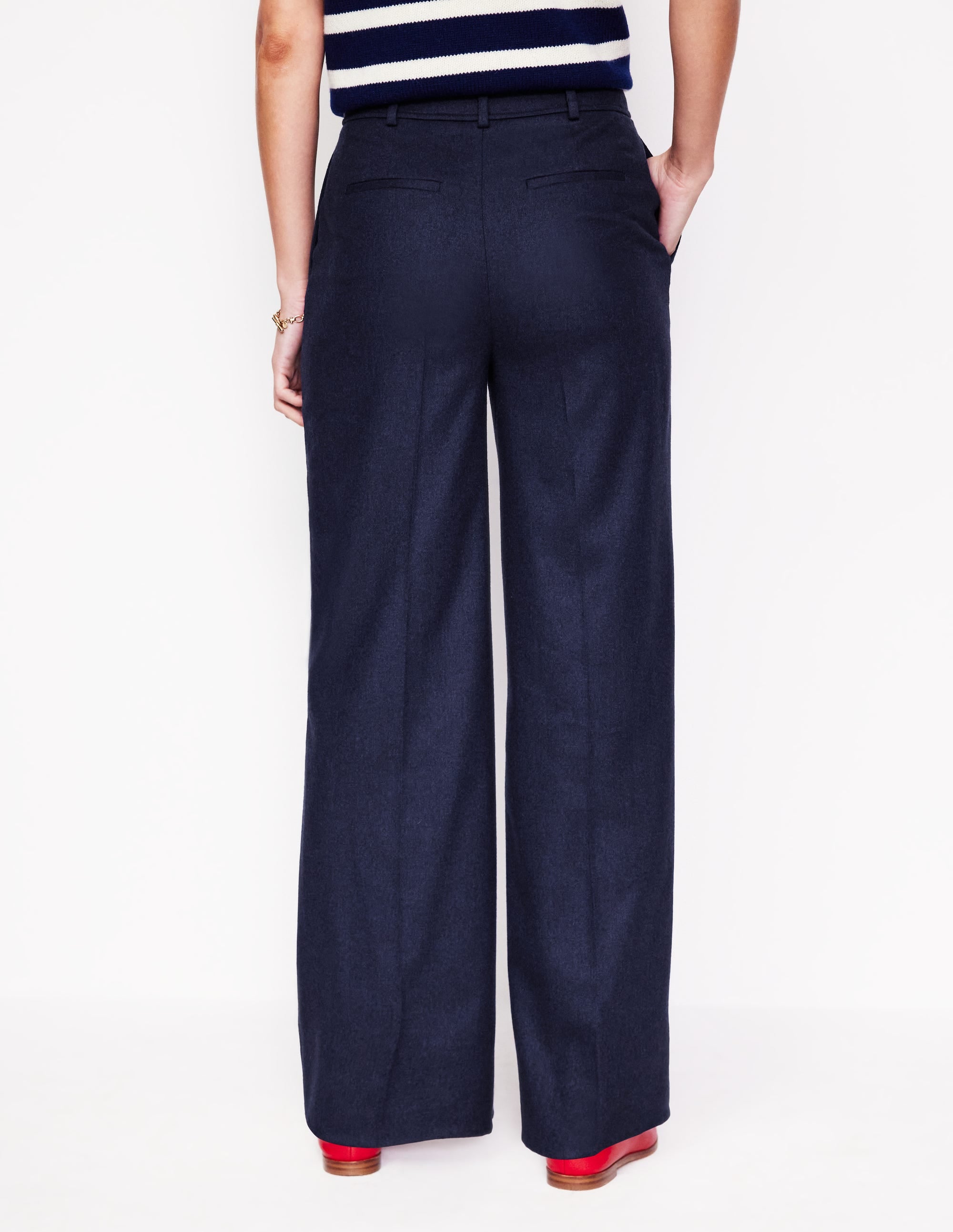 Pantalon Westbourne en sergé de laine-Bleu Marine, Petits Pois - Image 3