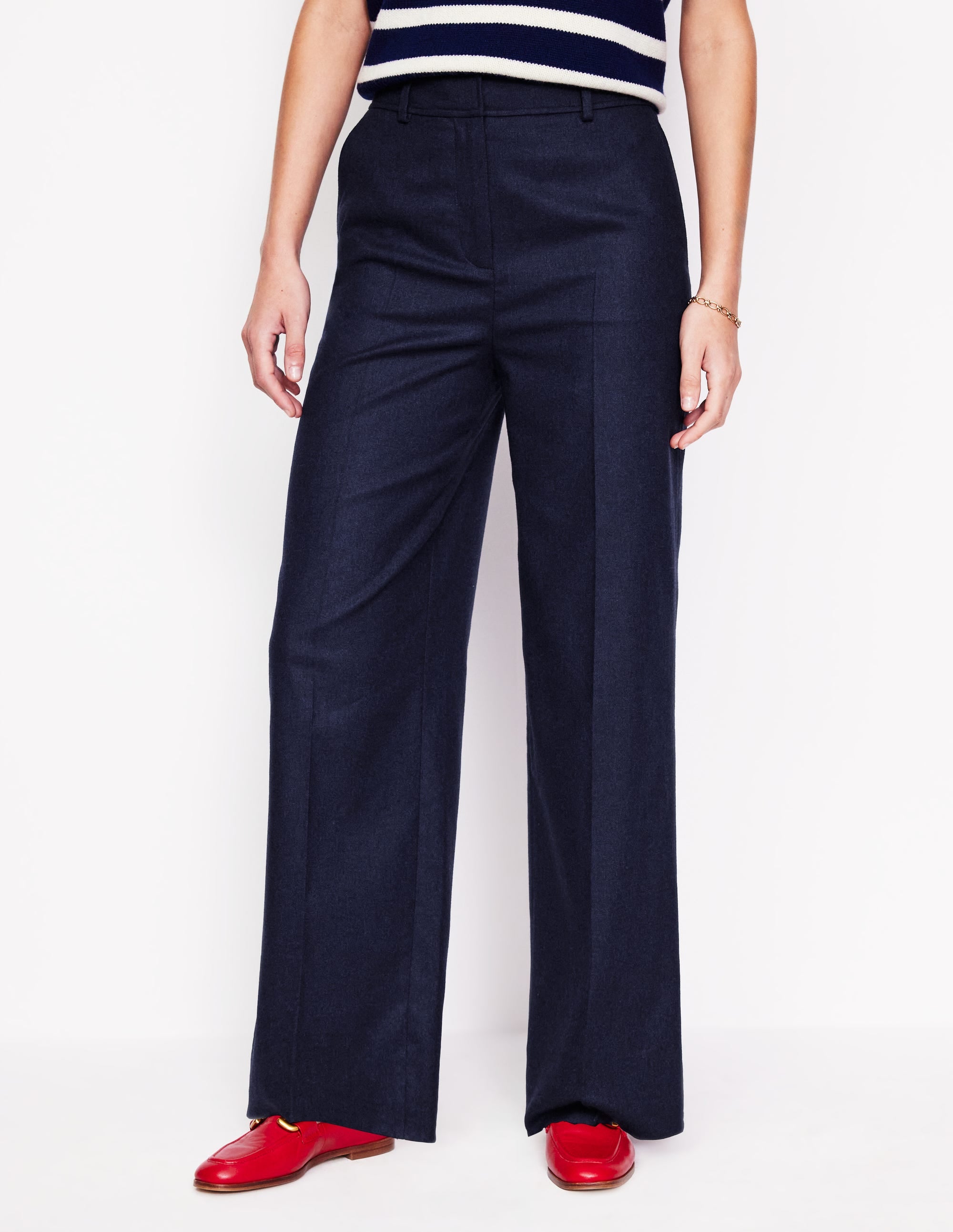 Pantalon Westbourne en sergé de laine-Bleu Marine, Petits Pois - Image 4