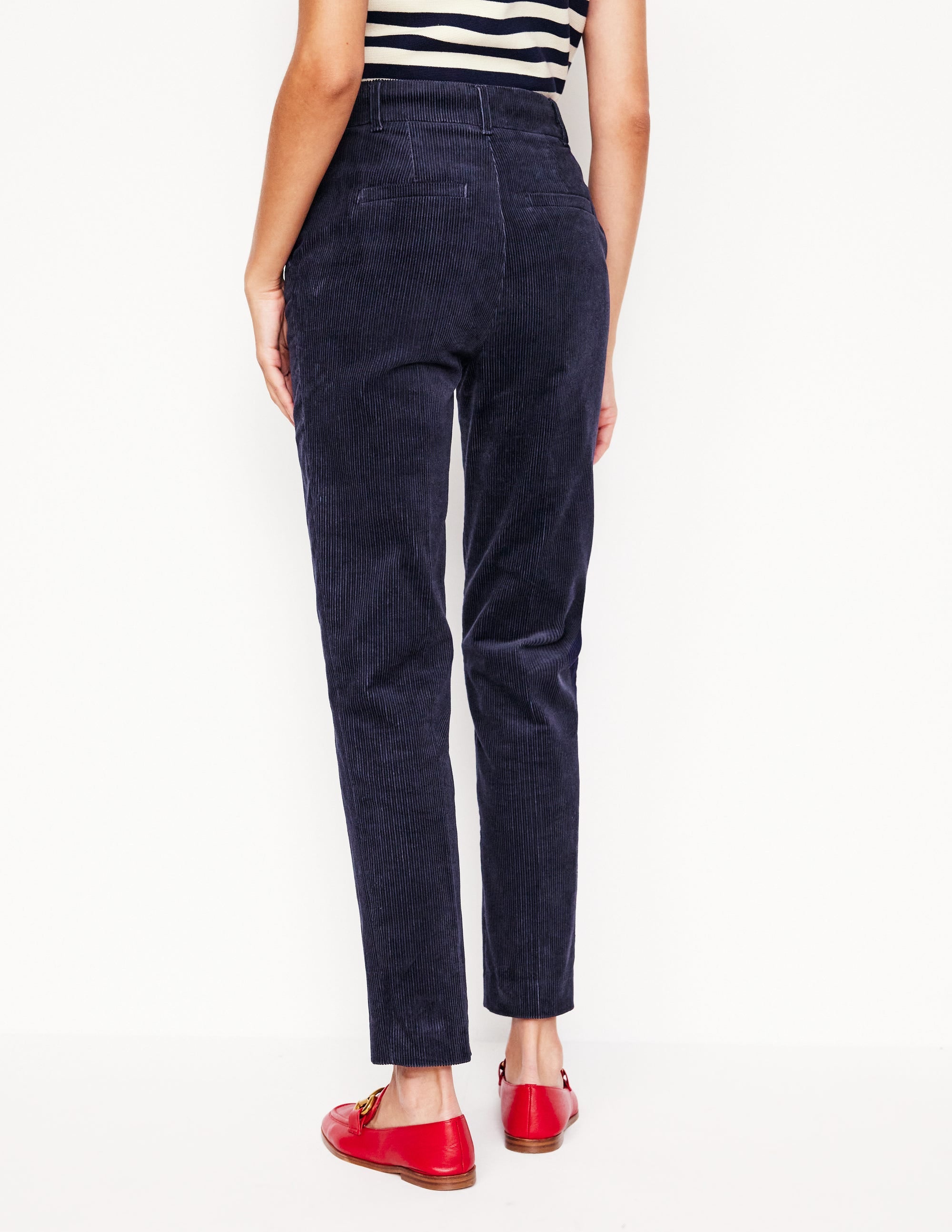 Pantalon Kew en velours côtelé-Bleu Marine, Petits Pois - Image 3