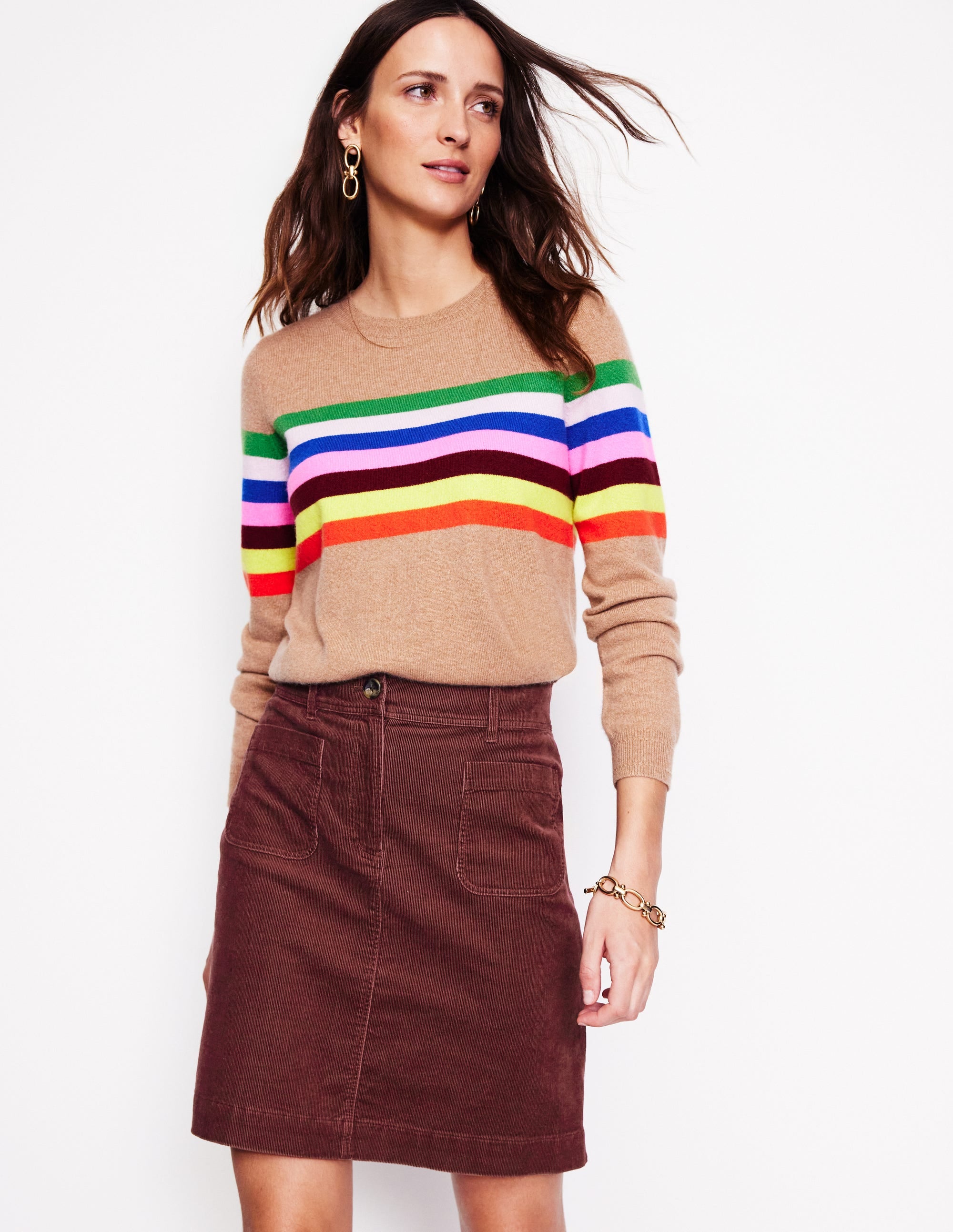 Estella Cord Skirt-Chestnut - Image 1