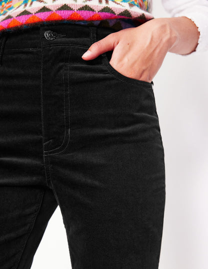 Samtjeans mit Five-Pocket-Design-Schwarz