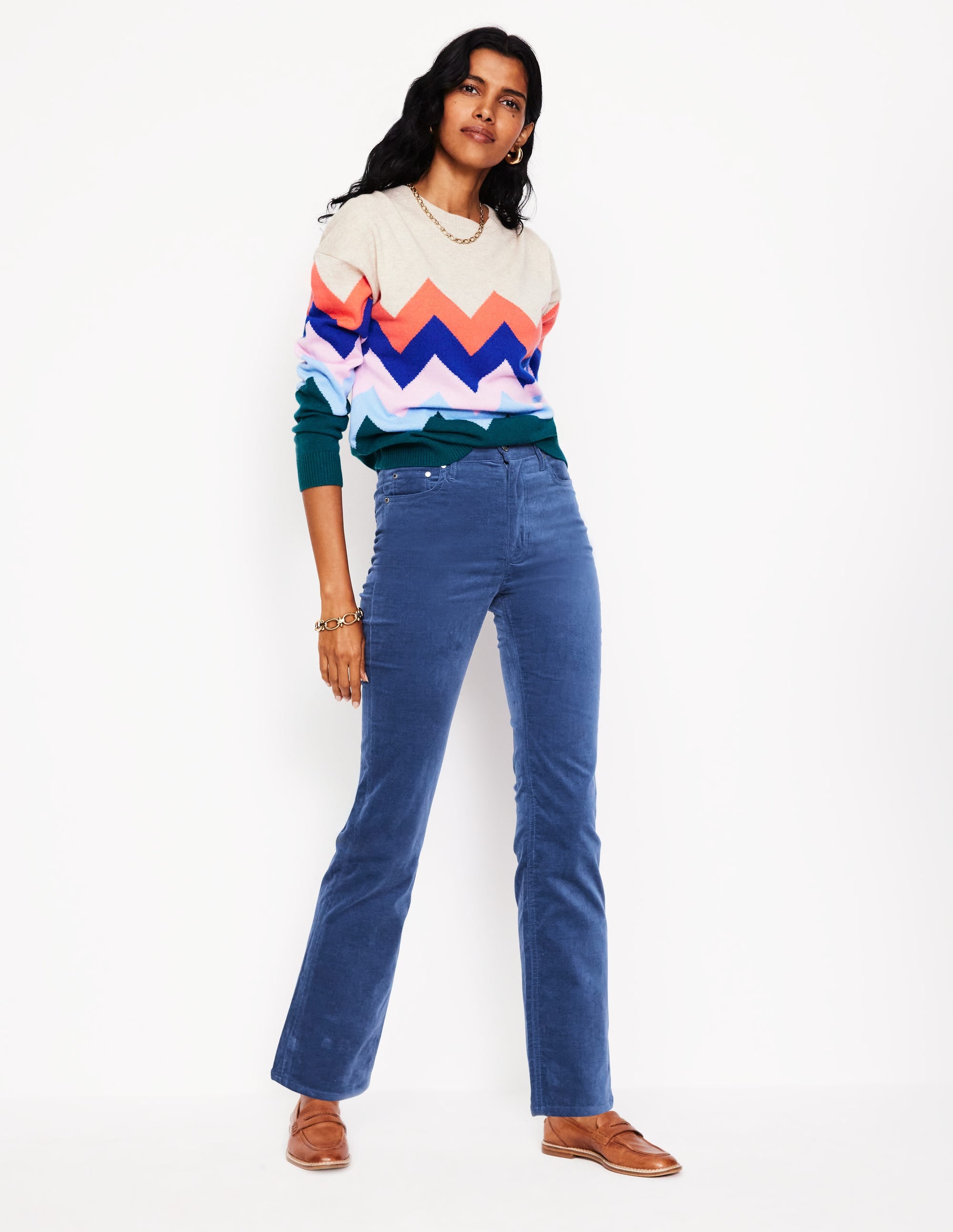 Samtjeans mit Five-Pocket-Design-Denim-Blau - Image 1