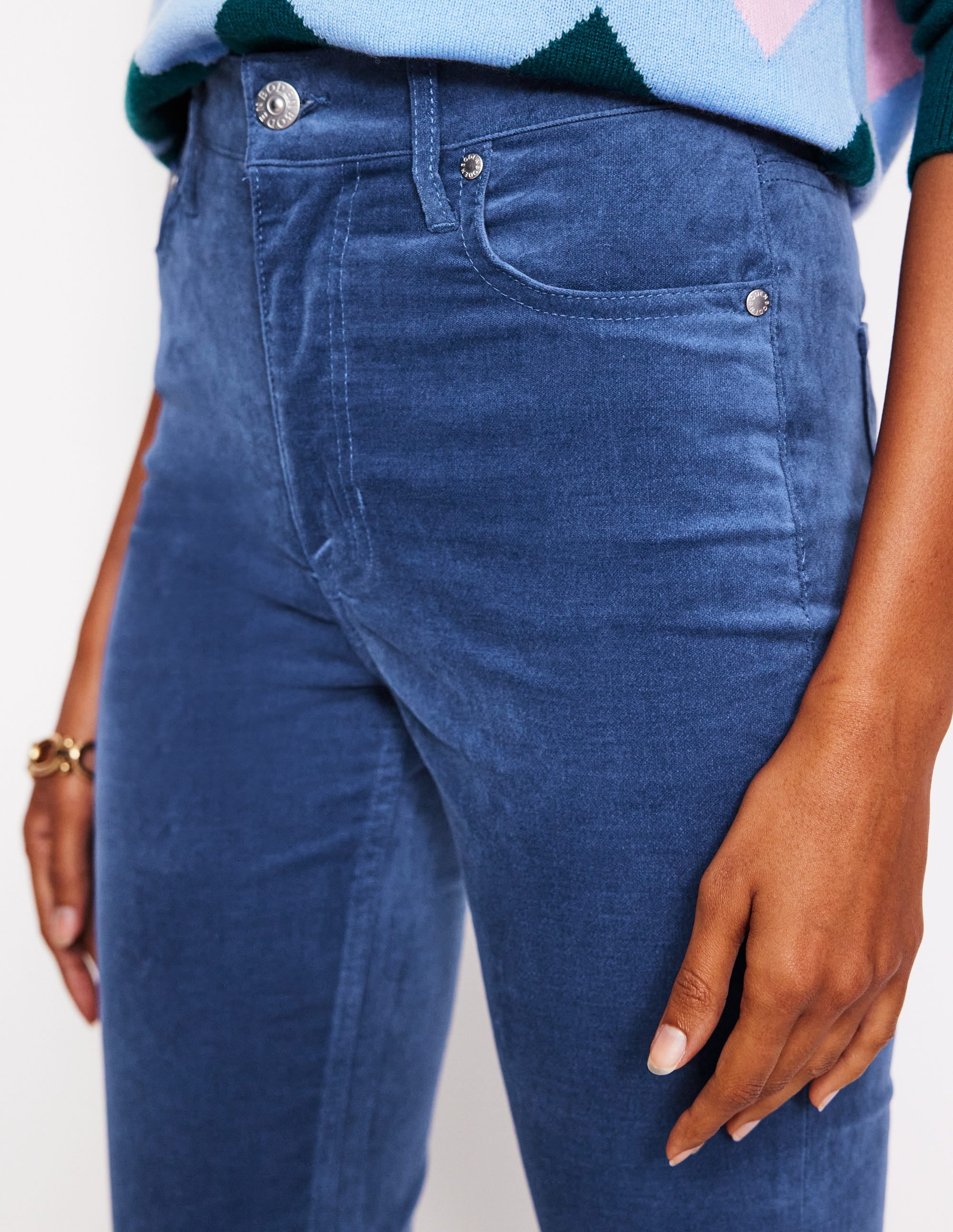Samtjeans mit Five-Pocket-Design-Denim-Blau - Image 2