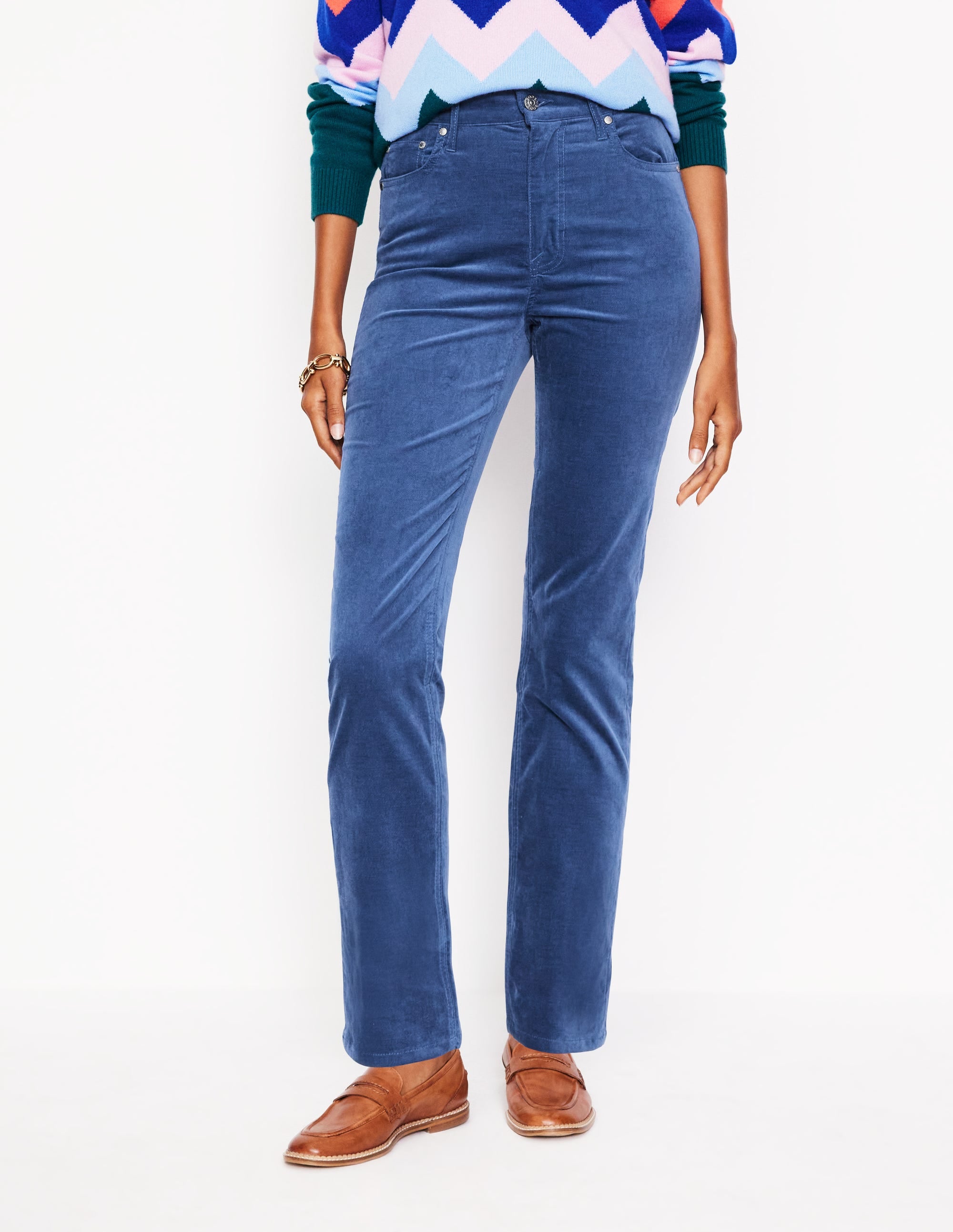 Samtjeans mit Five-Pocket-Design-Denim-Blau - Image 4