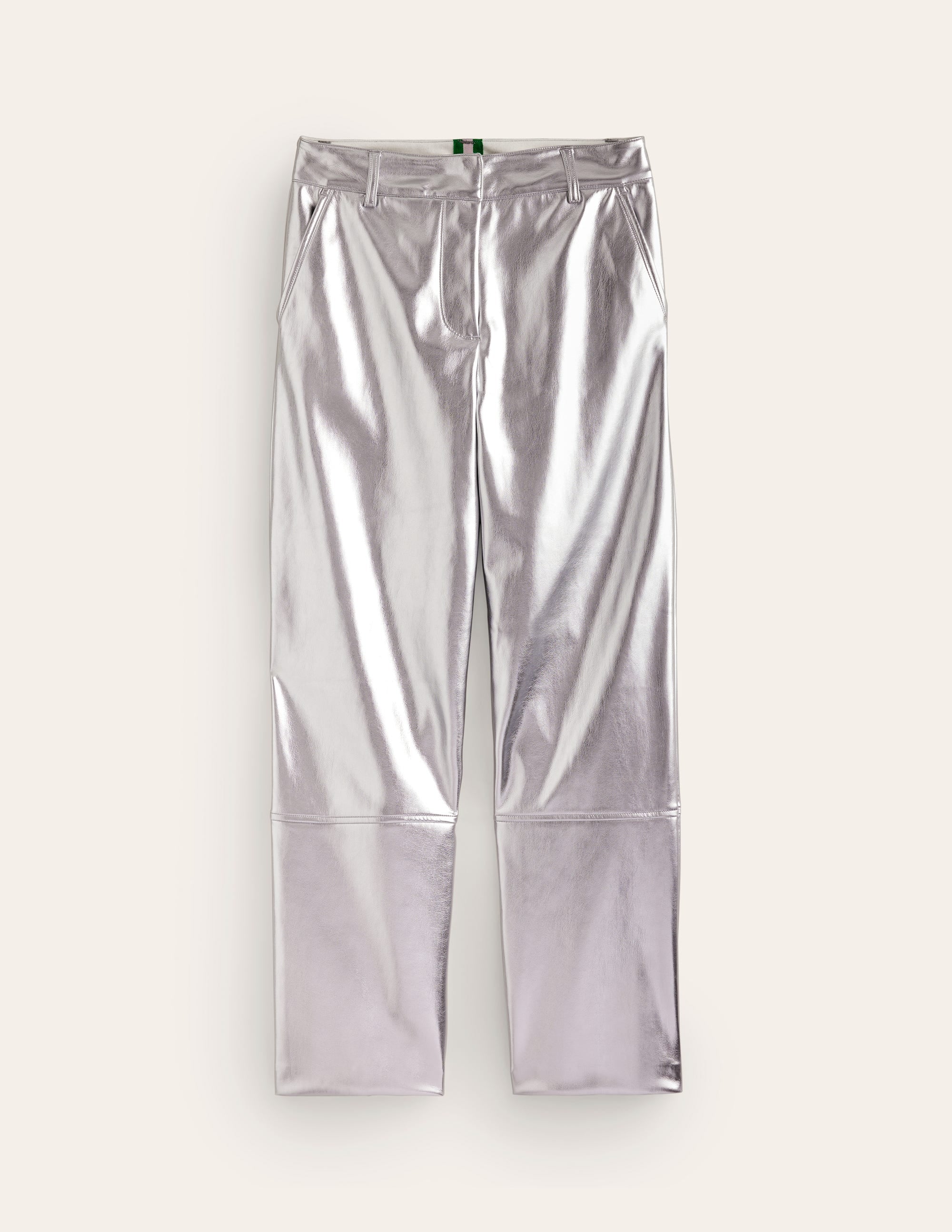 Schmal zulaufende Kunstleder-Hose-Silber - Image 6