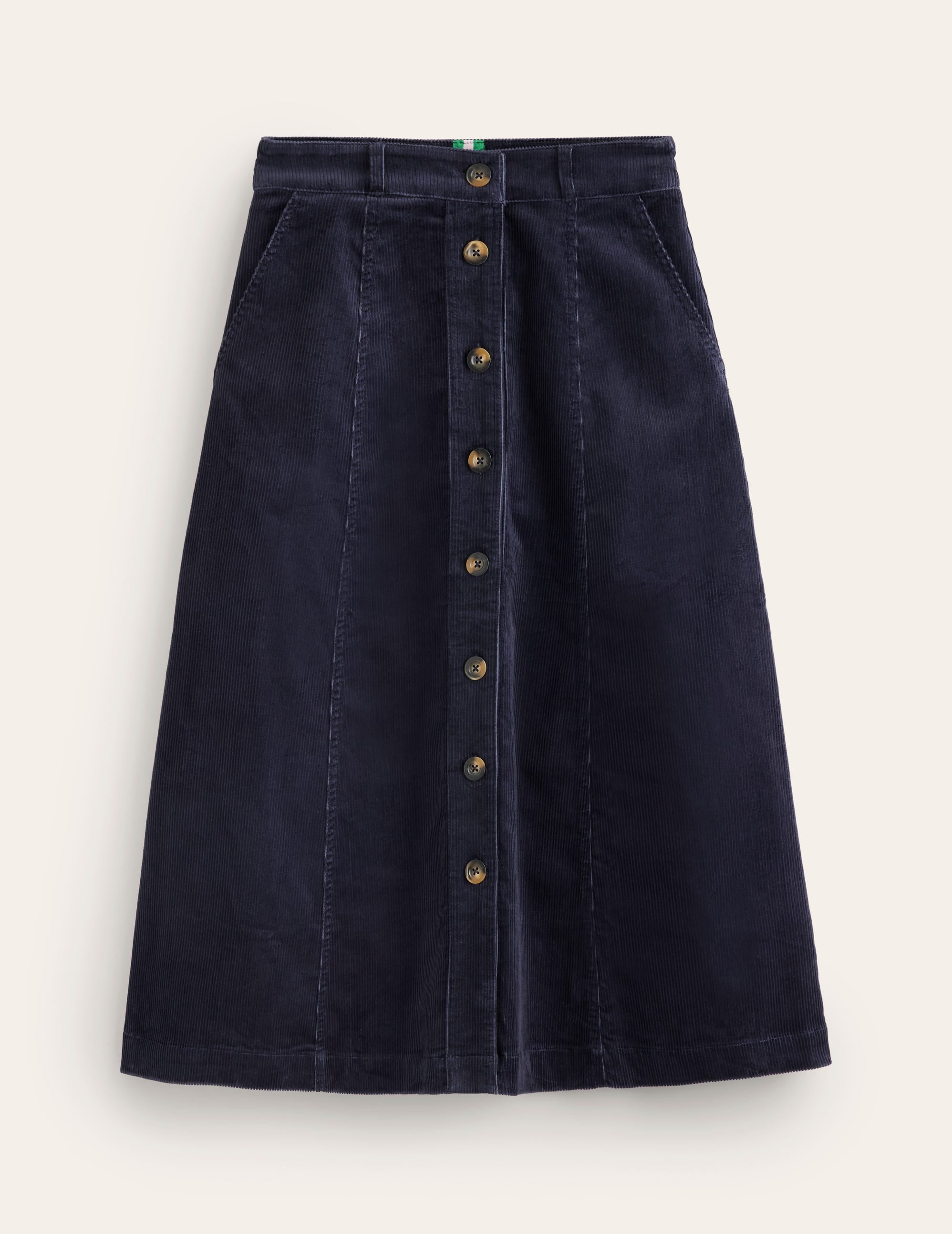 Jupe midi Petra en velours côtelé-Bleu Marine, Petits Pois - Image 5