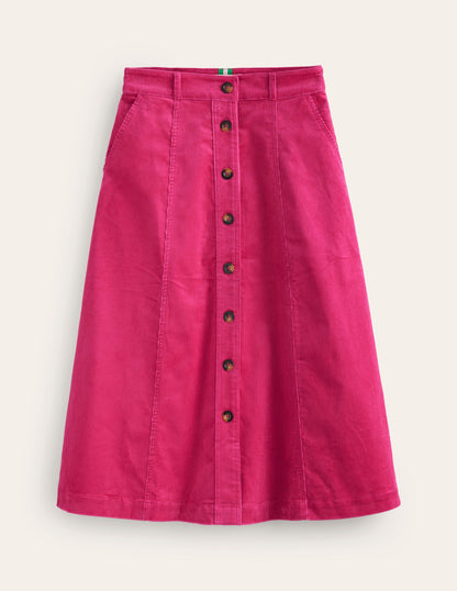 Petra Cord Midi Skirt-Cherry Jam