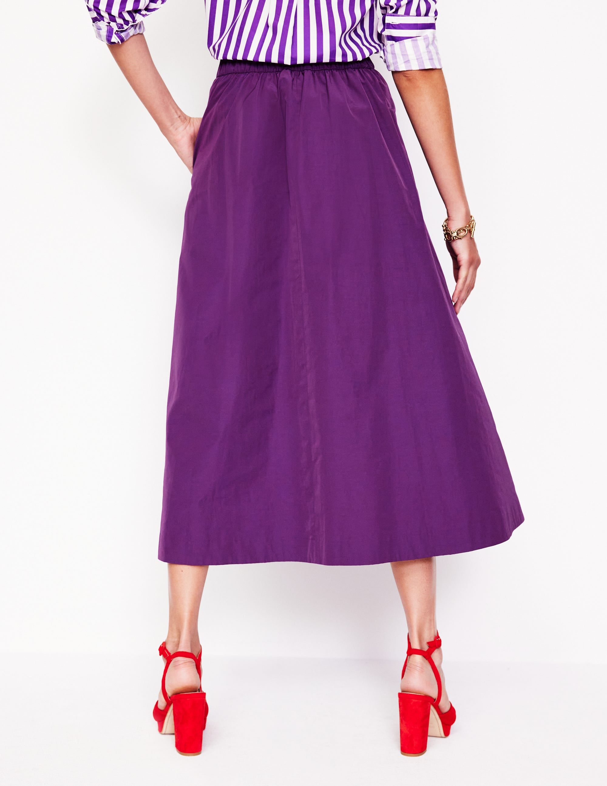 Jupe midi Isabella en taffetas-Violette - Image 3