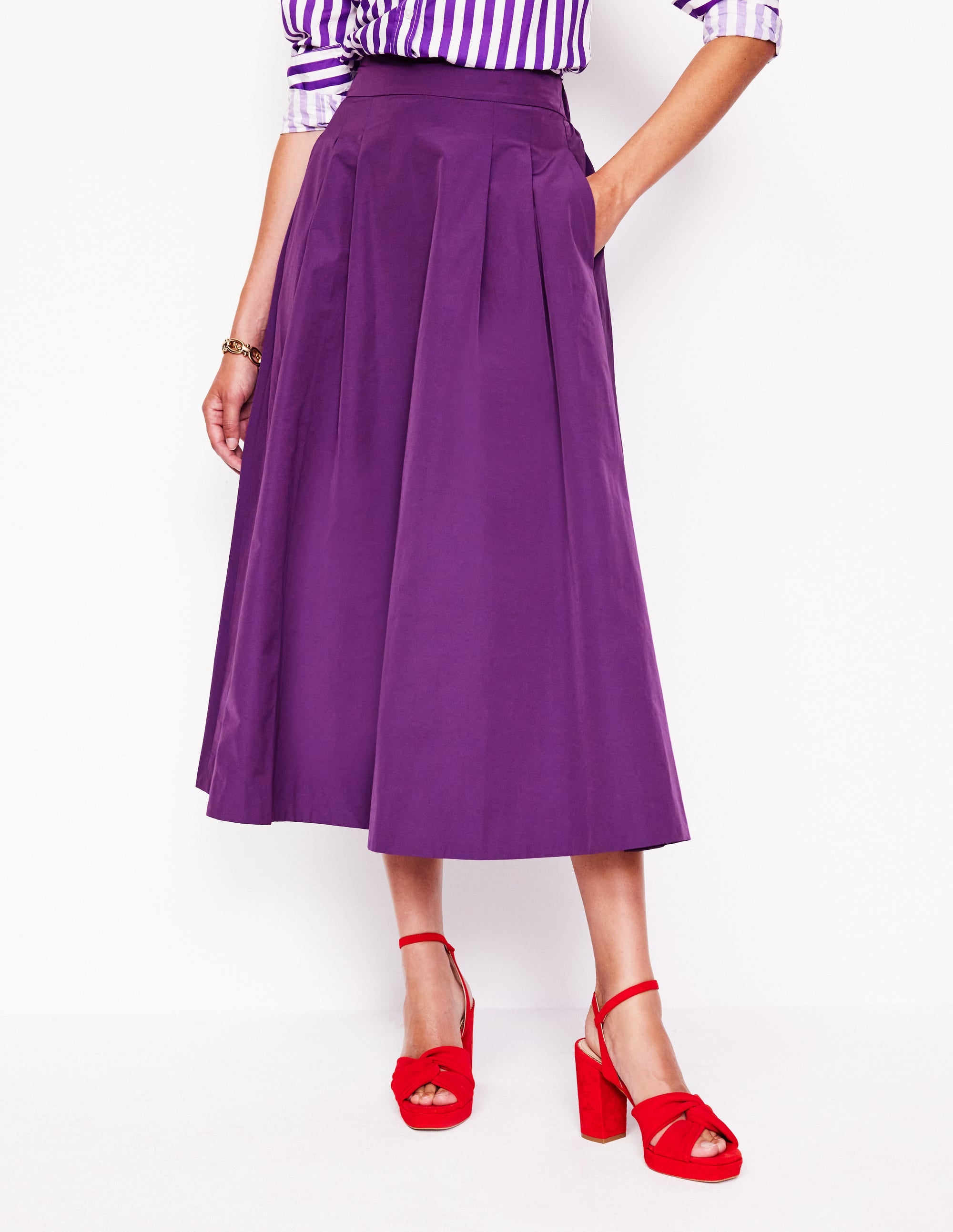 Jupe midi Isabella en taffetas-Violette - Image 4
