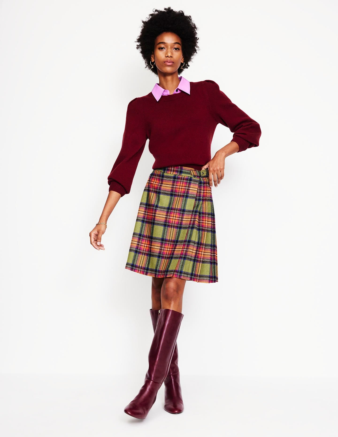 Helen Kilt mit Schnalle-Grün und Lila kariert - Image 1
