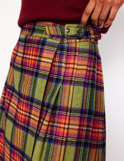 Helen Kilt mit Schnalle-Grün und Lila kariert