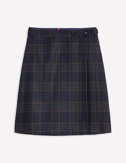 Helen Kilt mit Schnalle-Marineblau und Grün kariert