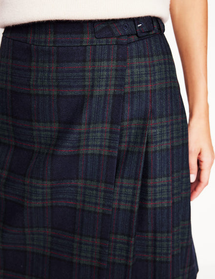 Helen Kilt mit Schnalle-Marineblau und Grün kariert