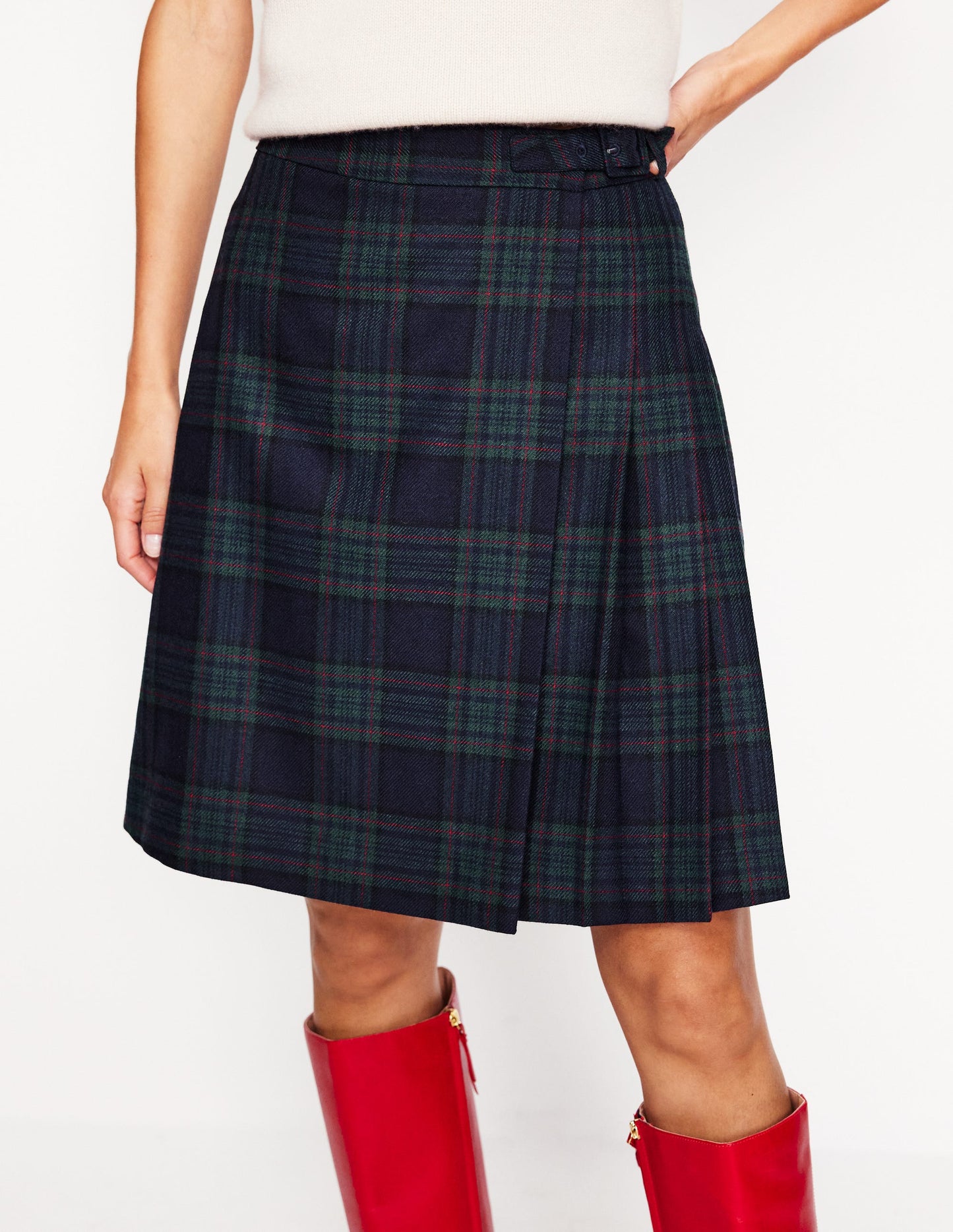 Helen Kilt mit Schnalle-Marineblau und Grün kariert