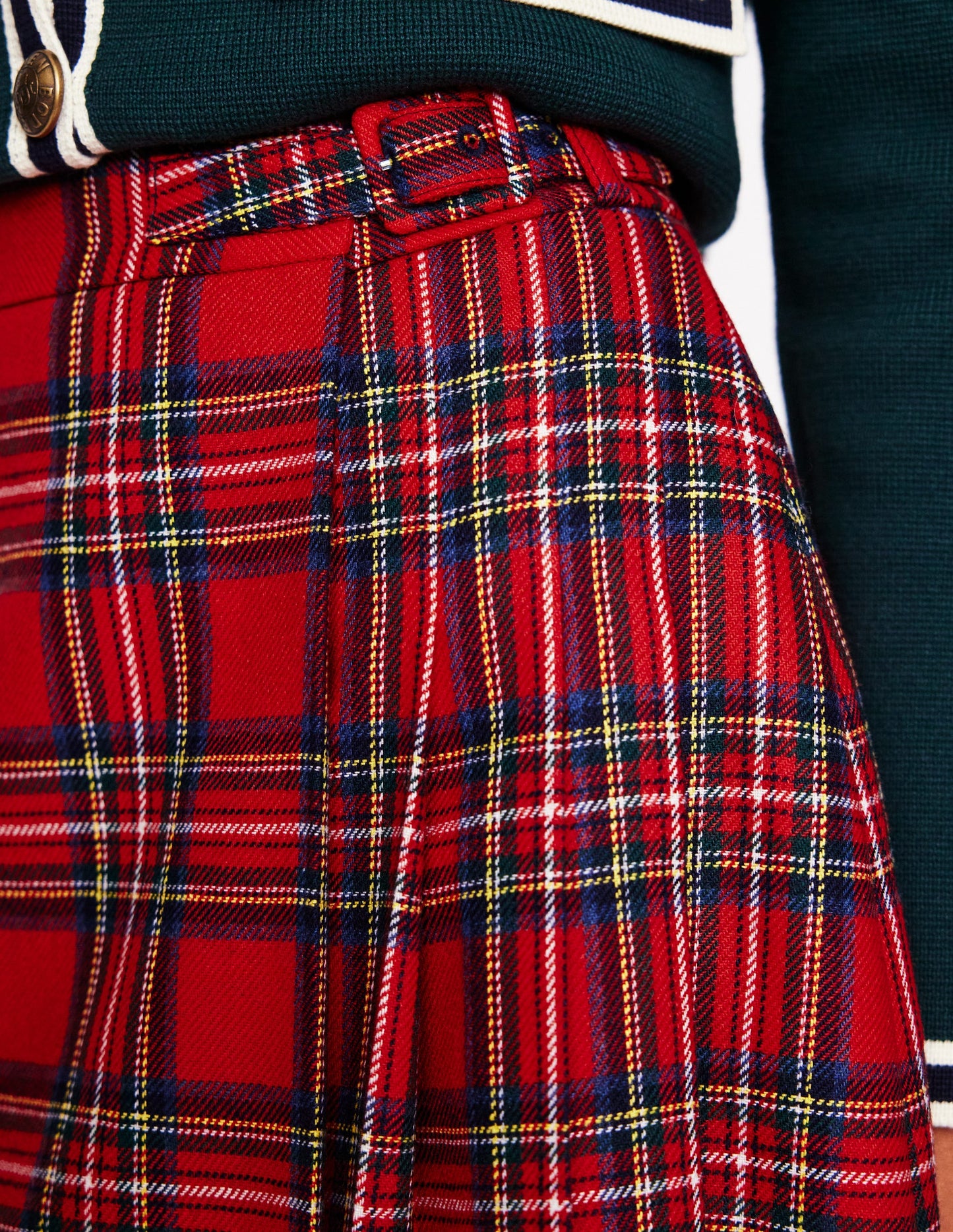 Helen Kilt mit Schnalle-Rot und Blau, Kariert