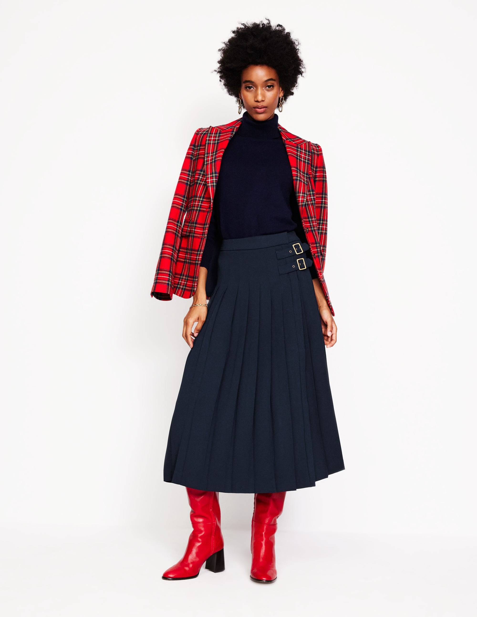 Josephine Midi-Schottenrock-Aqua Marine Marl - Image 1