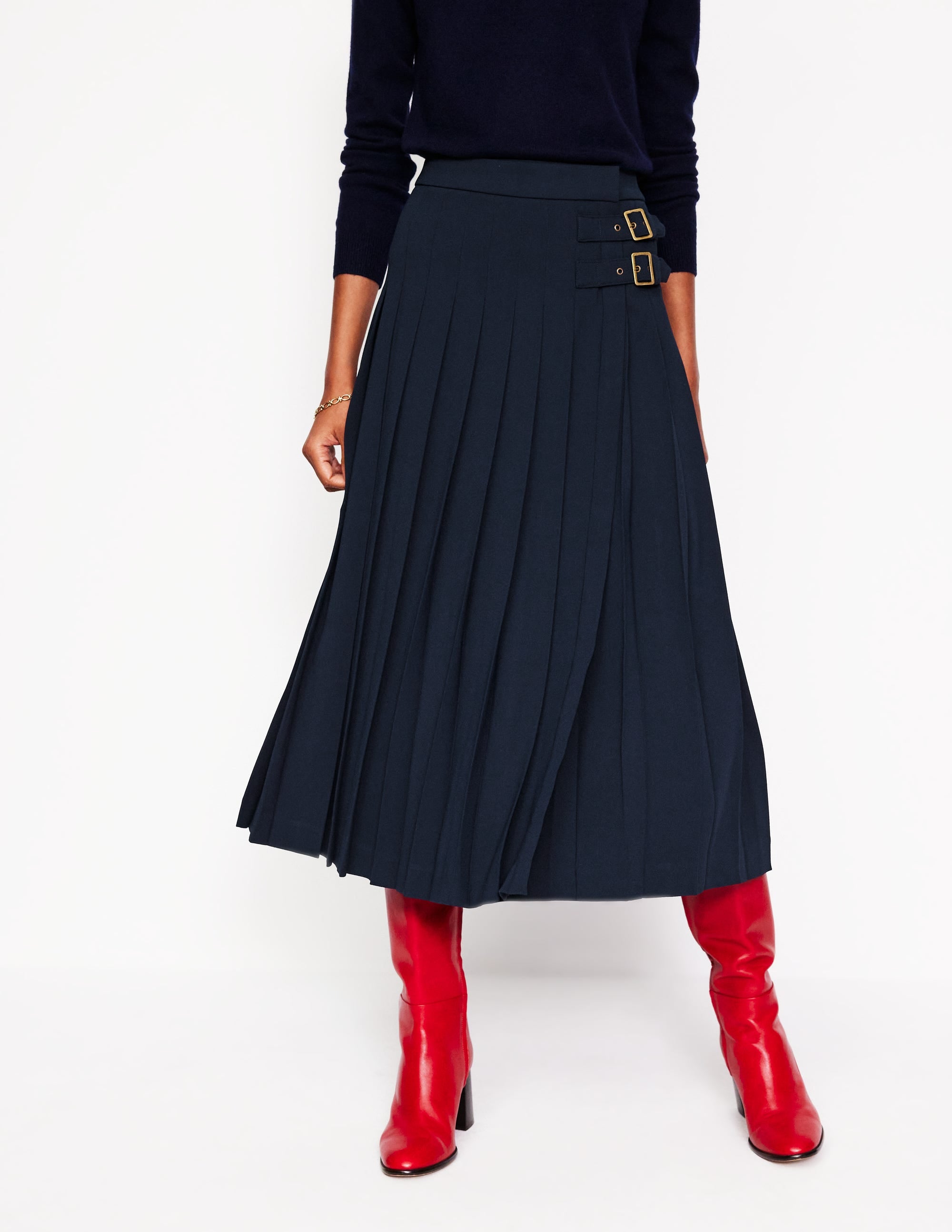 Josephine Midi-Schottenrock-Aqua Marine Marl - Image 4