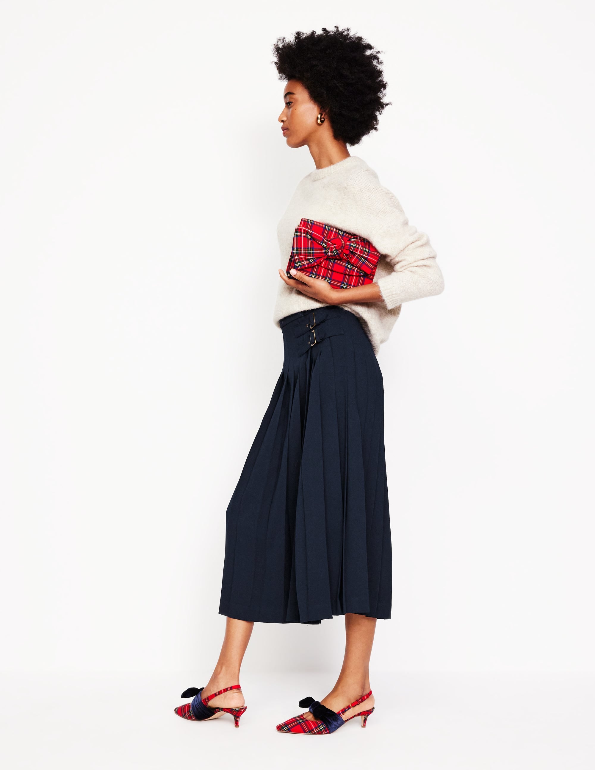 Josephine Midi-Schottenrock-Aqua Marine Marl - Image 5