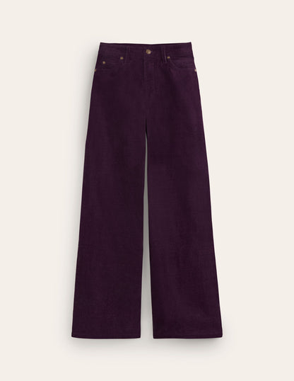 5 Pocket Cord Wide Jeans-Damson