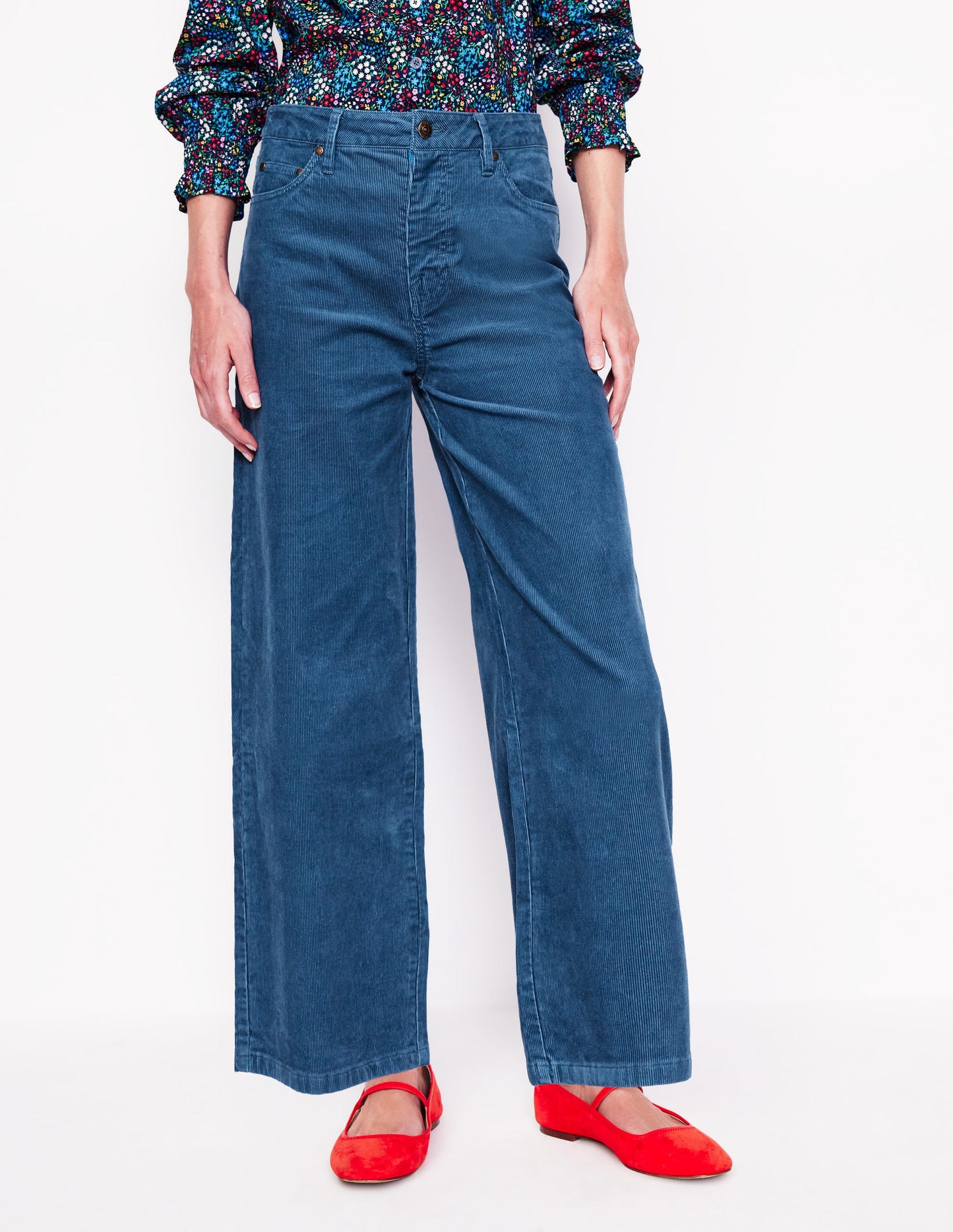 5 Pocket Cord Crop Jeans-Denim Blue