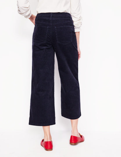 5 Pocket Cord Crop Jeans-Navy