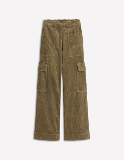 Cordhose zum Hineinschlüpfen-Olivgrün Khaki