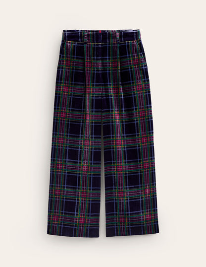 Chiswick Velvet Trousers-Navy and Red Check