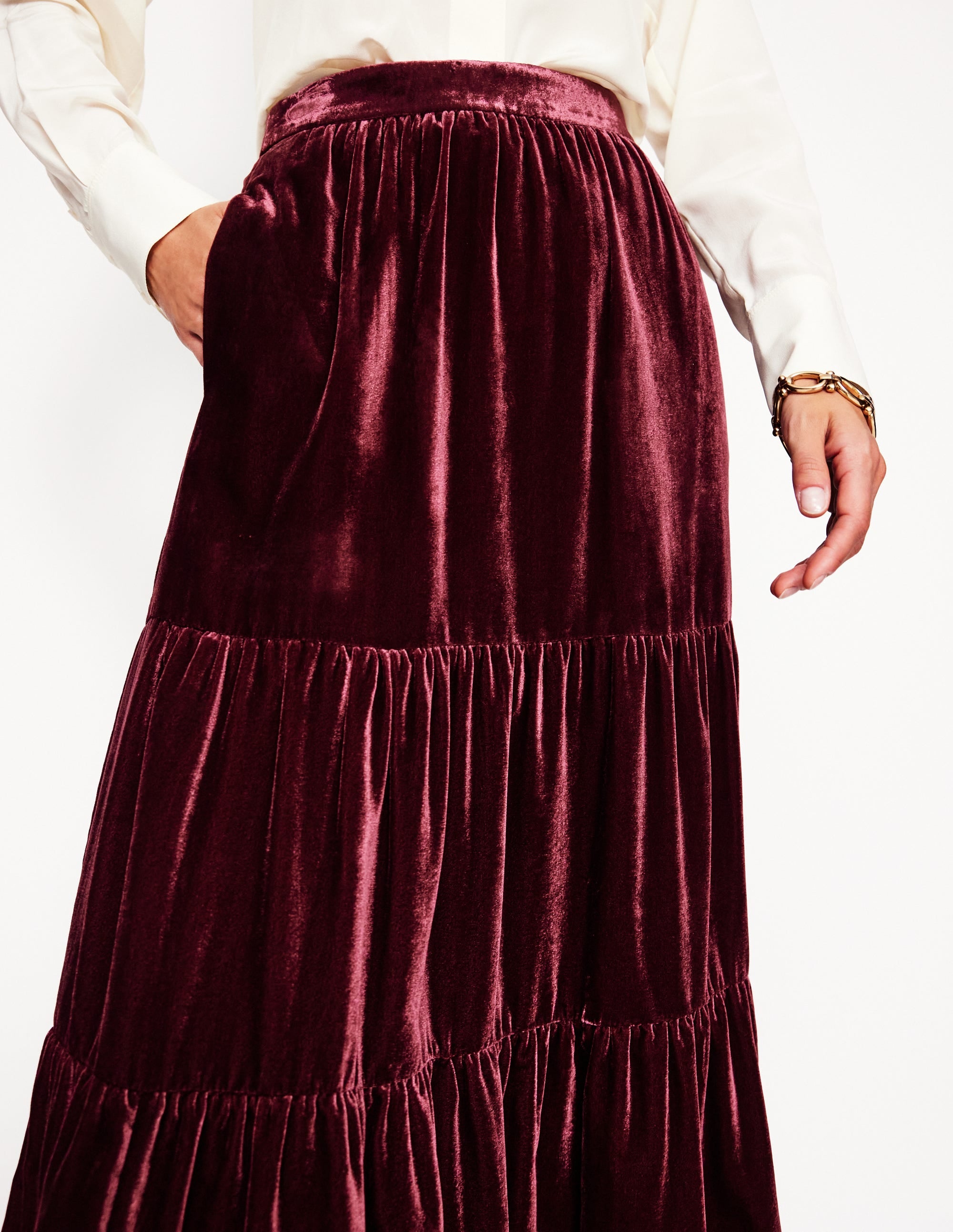 Viv Gestufter Maxirock aus Samt-Beatnik Red/Dark Burgundy - Image 2