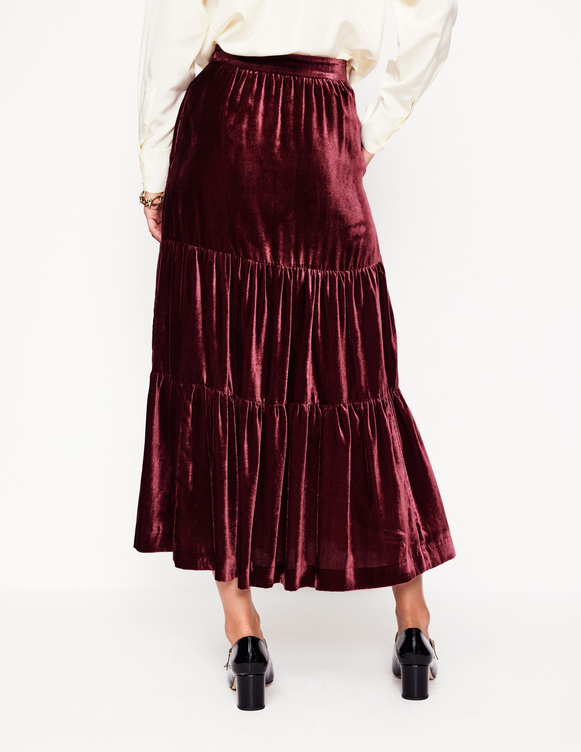 Viv Gestufter Maxirock aus Samt-Beatnik Red/Dark Burgundy - Image 3