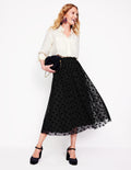 Jupe midi Isabella en tulle-Noir, pois