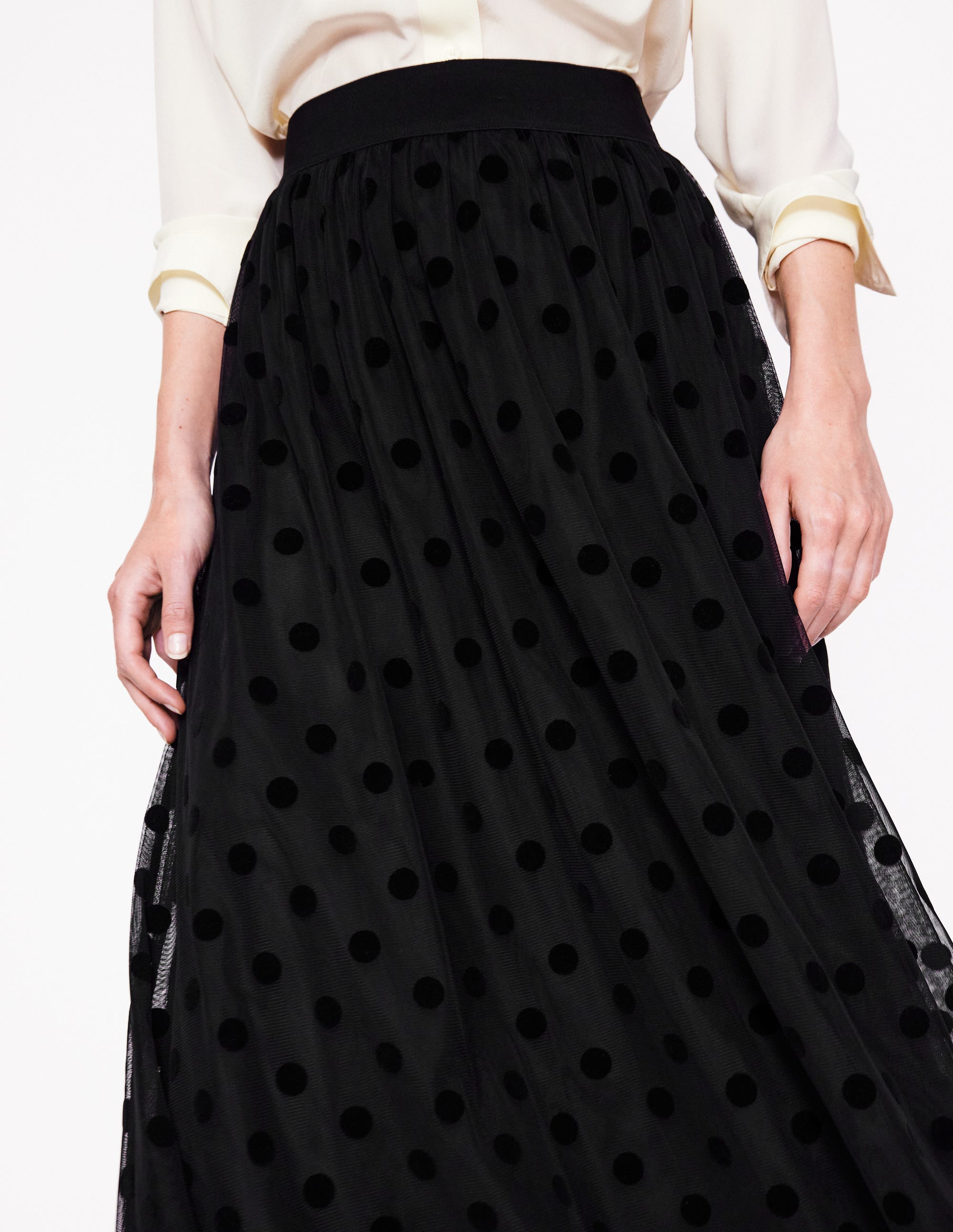 Jupe midi Isabella en tulle-Noir, pois - Image 2