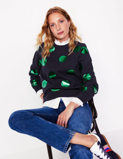 Hannah Sweatshirt mit Print-Marineblau, Grün Punkte