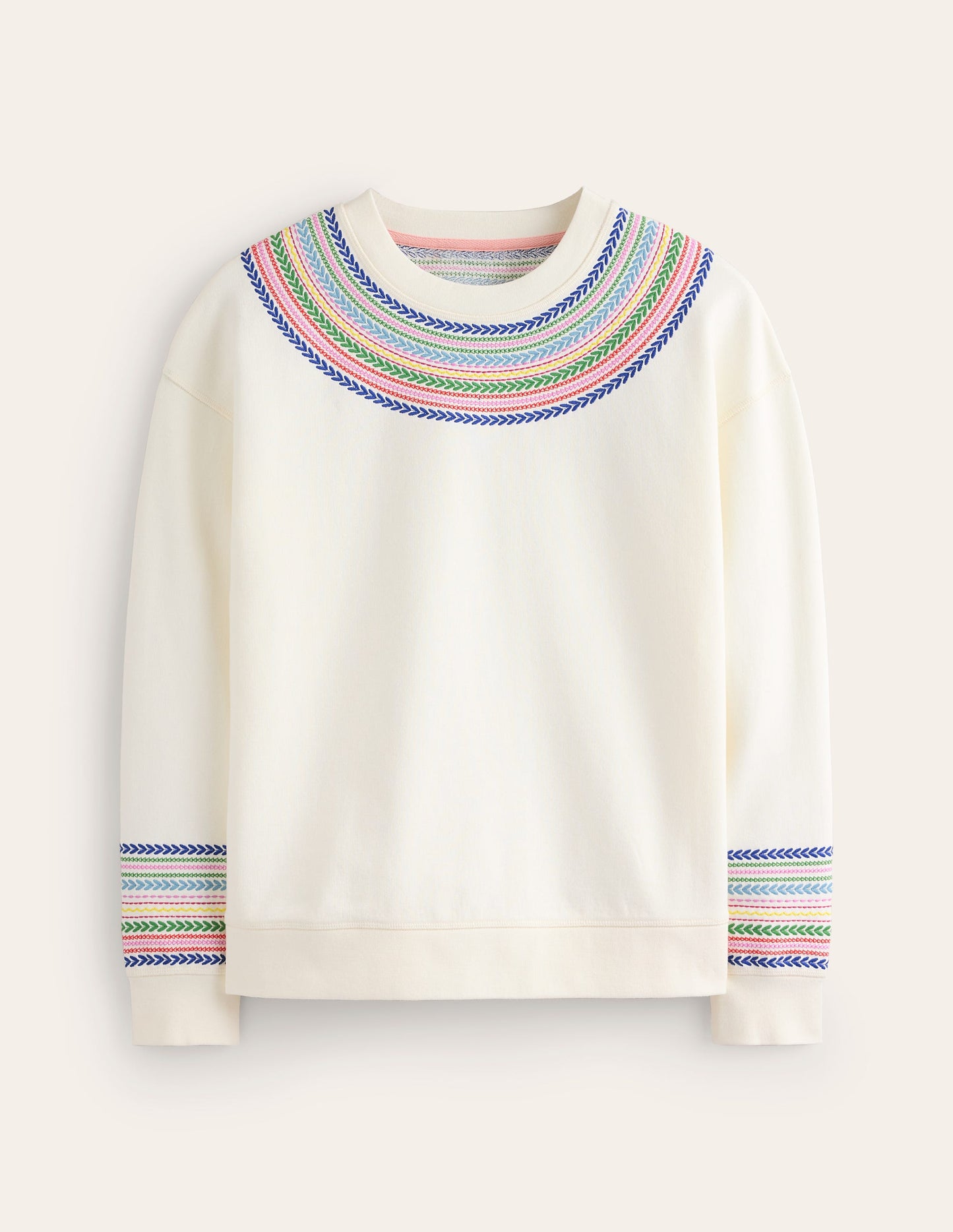 Emi Sweatshirt mit Stickerei-Naturweiß/Bunt, Fair-Isle-Muster