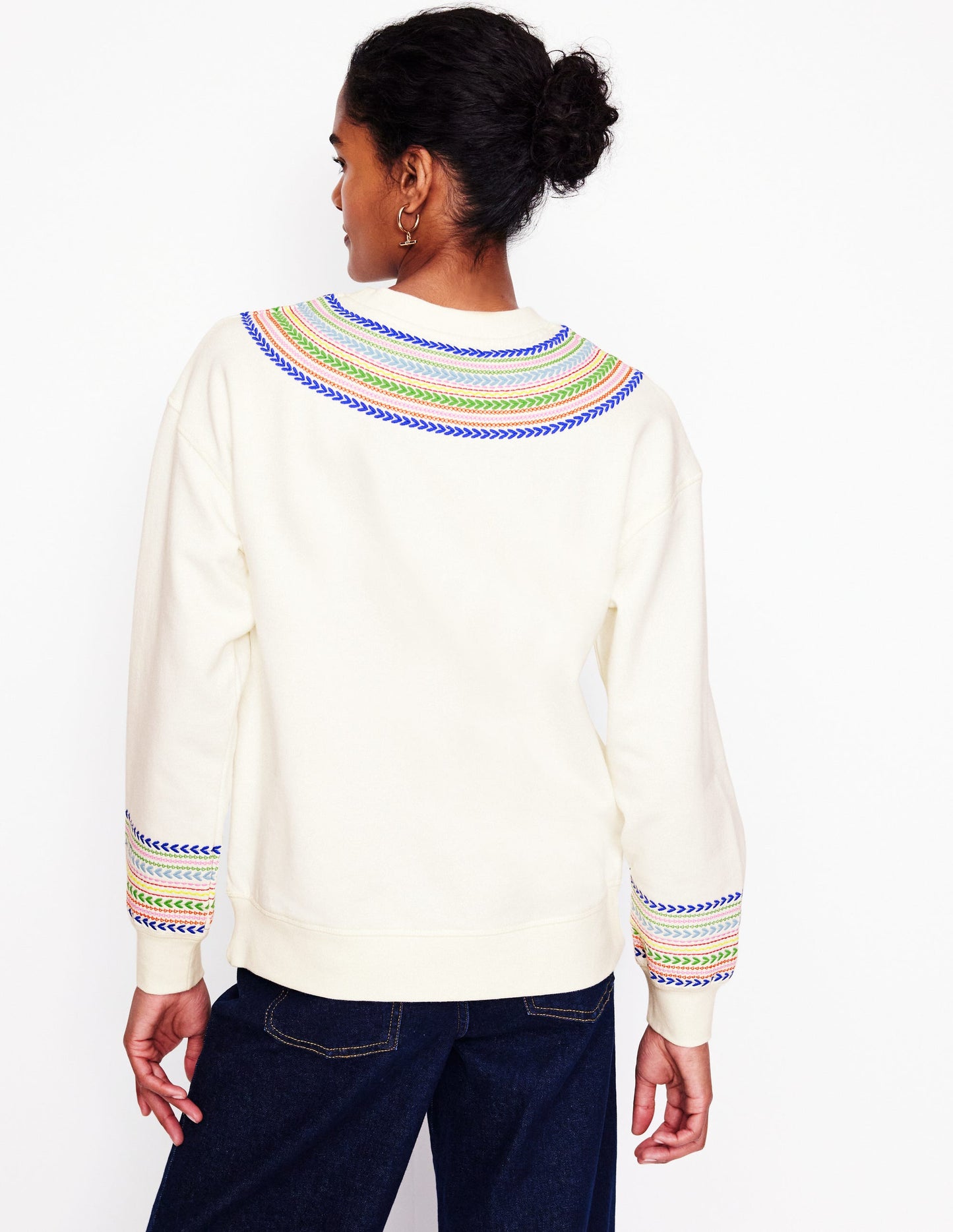 Emi Sweatshirt mit Stickerei-Naturweiß/Bunt, Fair-Isle-Muster