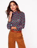 Polly Jersey Top-Pine, Blossom Stamp