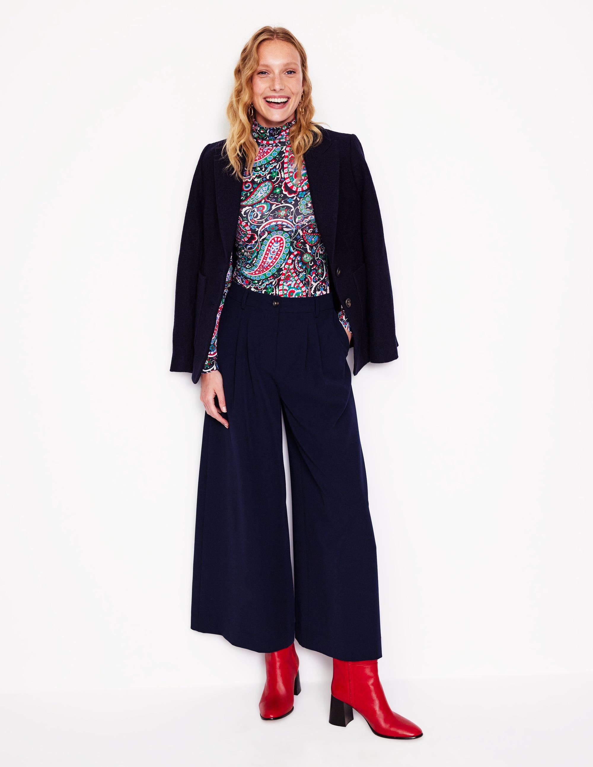 Polly Jersey-Oberteil-Marineblau, Paisley Paradies - Image 4